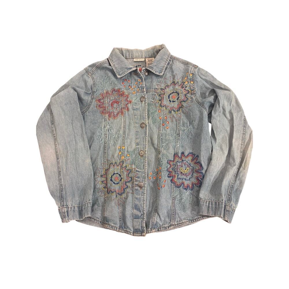 White Stag embroidered jean jacket/top size 4/6 medium